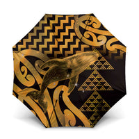 Humpback Whale Matariki New Zealand Umbrella NZ Maori Paikea Poutama Luxury Gold LT14 One Size Folded 11.42 inch Opened Diameter 37.4 inch Gold - Polynesian Pride