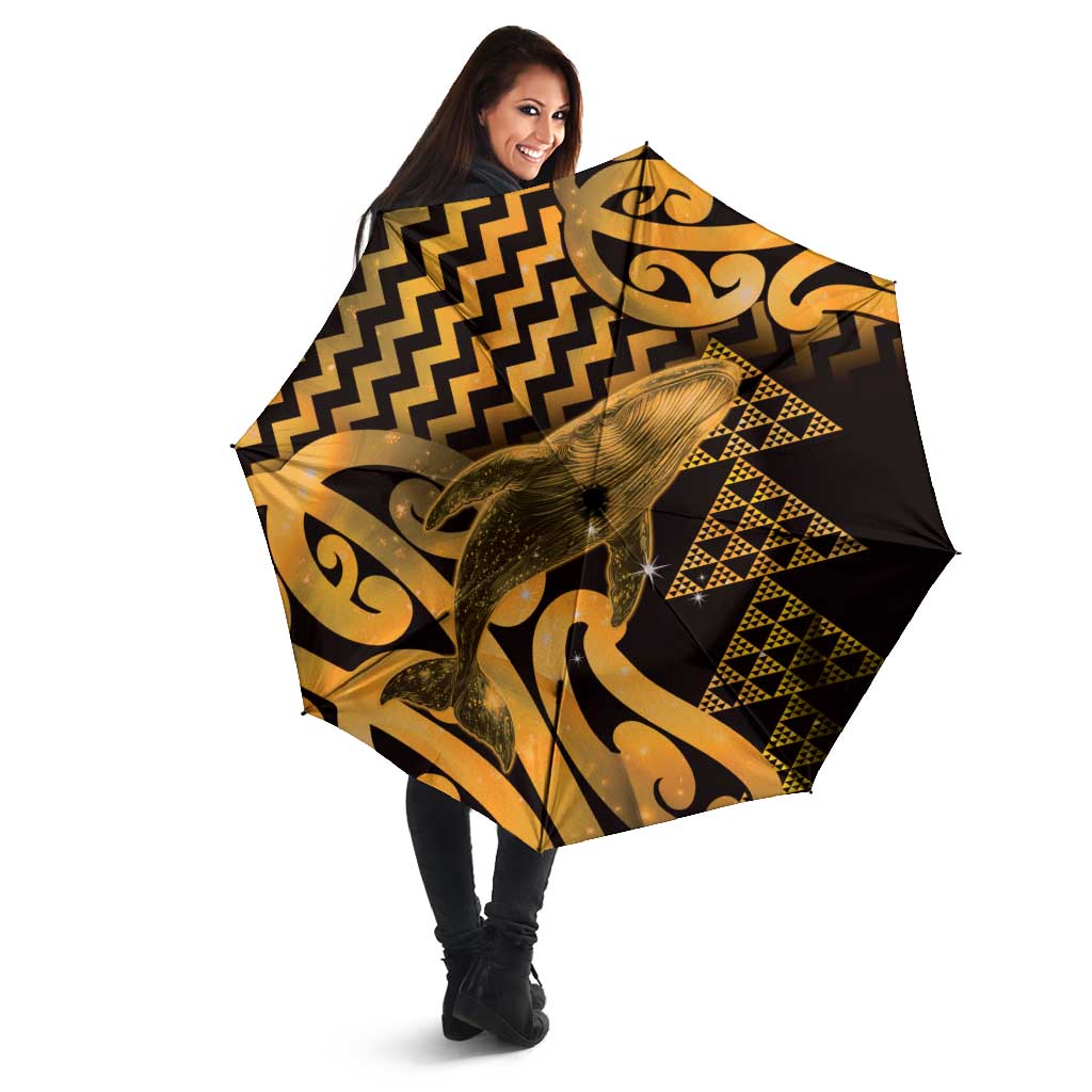 Humpback Whale Matariki New Zealand Umbrella NZ Maori Paikea Poutama Luxury Gold LT14 - Polynesian Pride