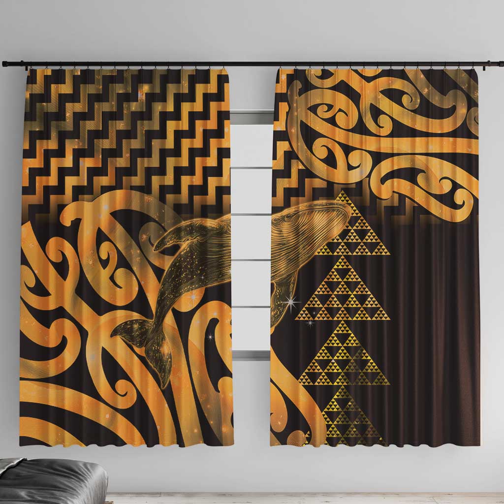 Humpback Whale Matariki New Zealand Window Curtain NZ Maori Paikea Poutama Luxury Gold