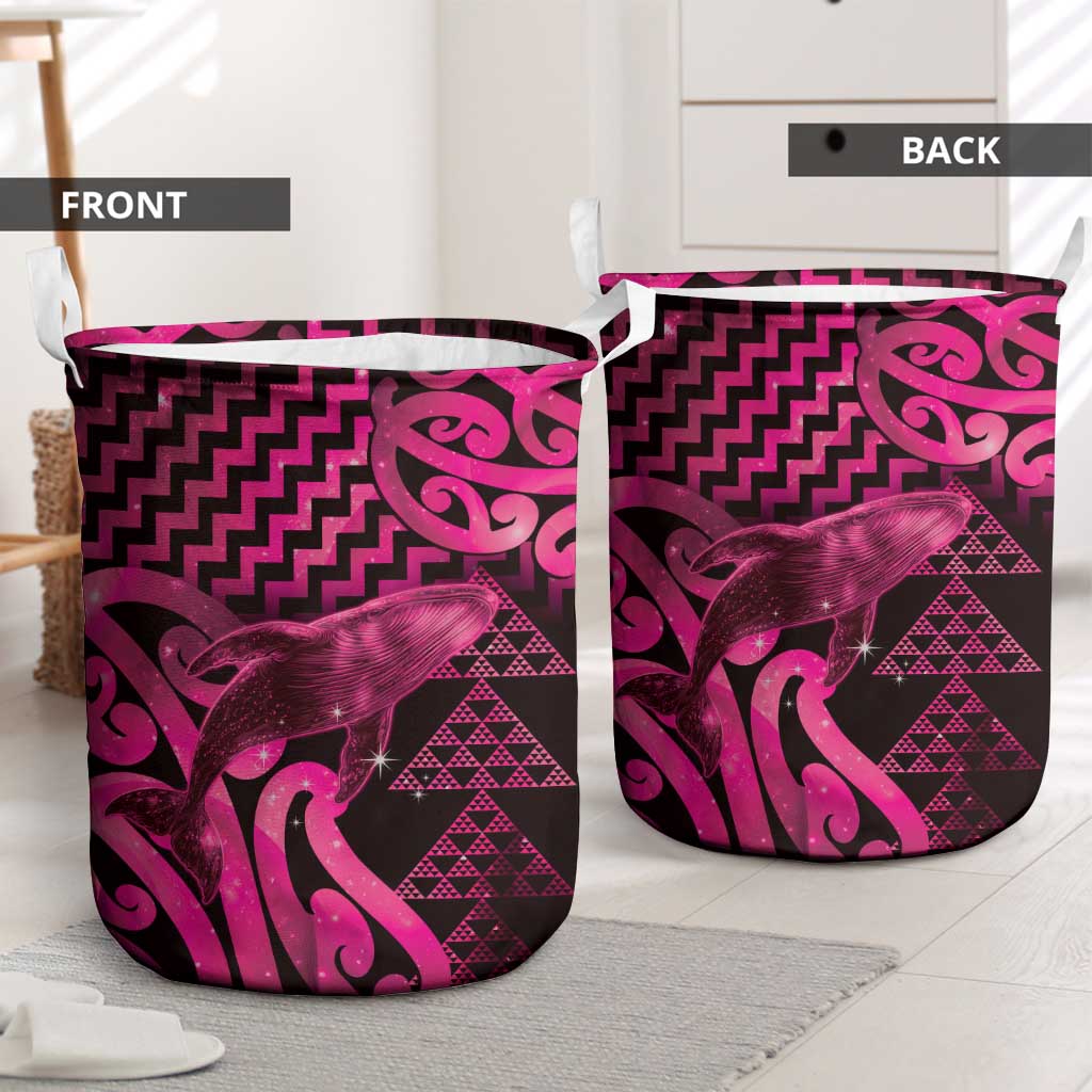 Humpback Whale Matariki New Zealand Laundry Basket NZ Maori Paikea Poutama Luxury Pink LT14 - Polynesian Pride