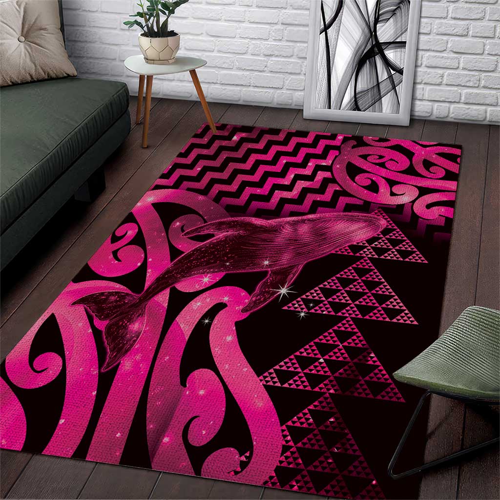 Humpback Whale Matariki New Zealand Area Rug NZ Maori Paikea Poutama Luxury Pink LT14 Pink - Polynesian Pride