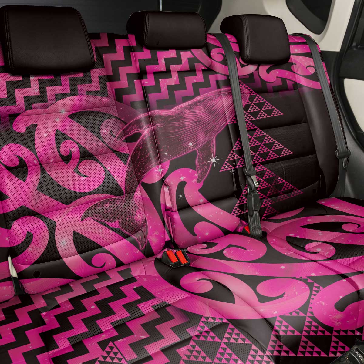 Humpback Whale Matariki New Zealand Back Car Seat Cover NZ Maori Paikea Poutama Luxury Pink LT14 - Polynesian Pride