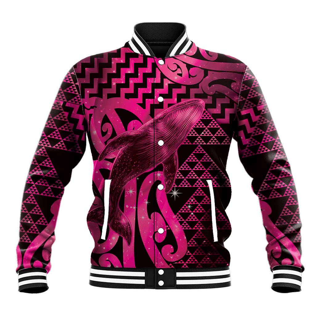 Humpback Whale Matariki New Zealand Baseball Jacket NZ Maori Paikea Poutama Luxury Pink LT14 Unisex Pink - Polynesian Pride