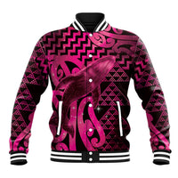 Humpback Whale Matariki New Zealand Baseball Jacket NZ Maori Paikea Poutama Luxury Pink LT14 Unisex Pink - Polynesian Pride
