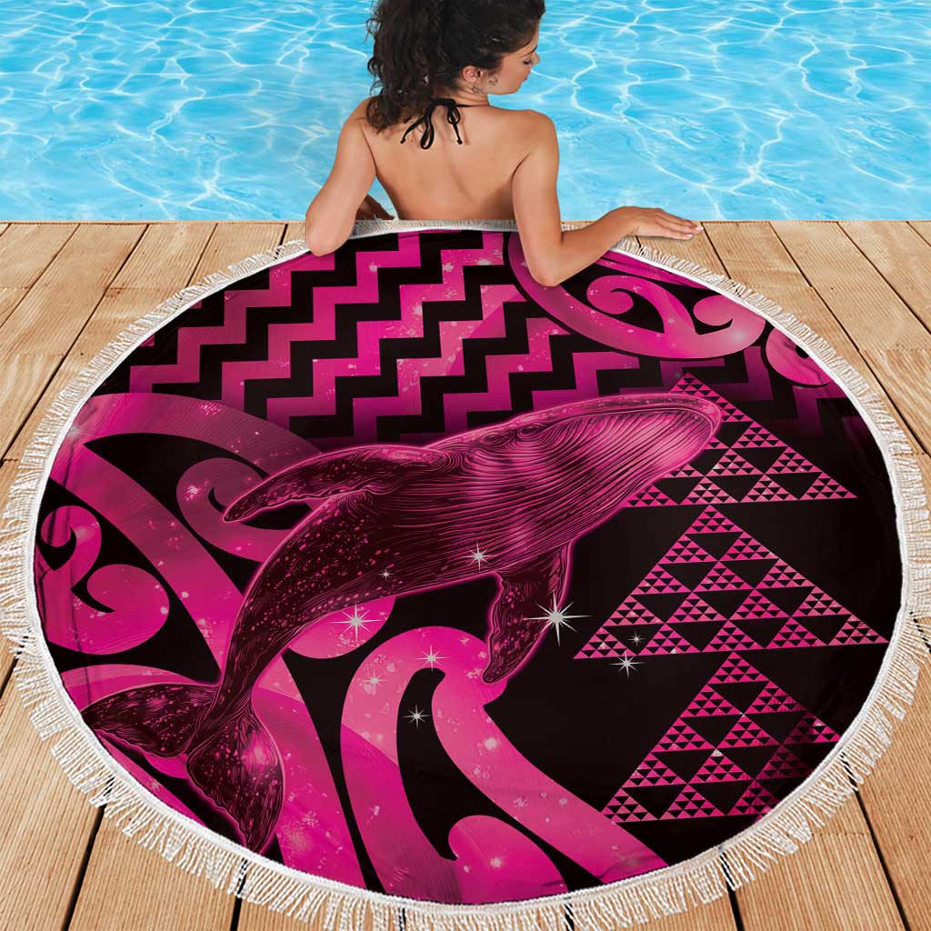 Humpback Whale Matariki New Zealand Beach Blanket NZ Maori Paikea Poutama Luxury Pink LT14 - Polynesian Pride