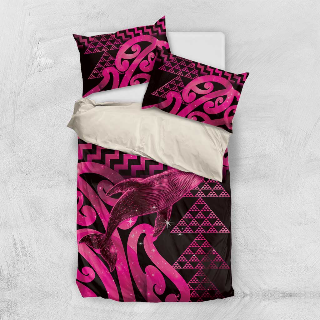 Humpback Whale Matariki New Zealand Bedding Set NZ Maori Paikea Poutama Luxury Pink