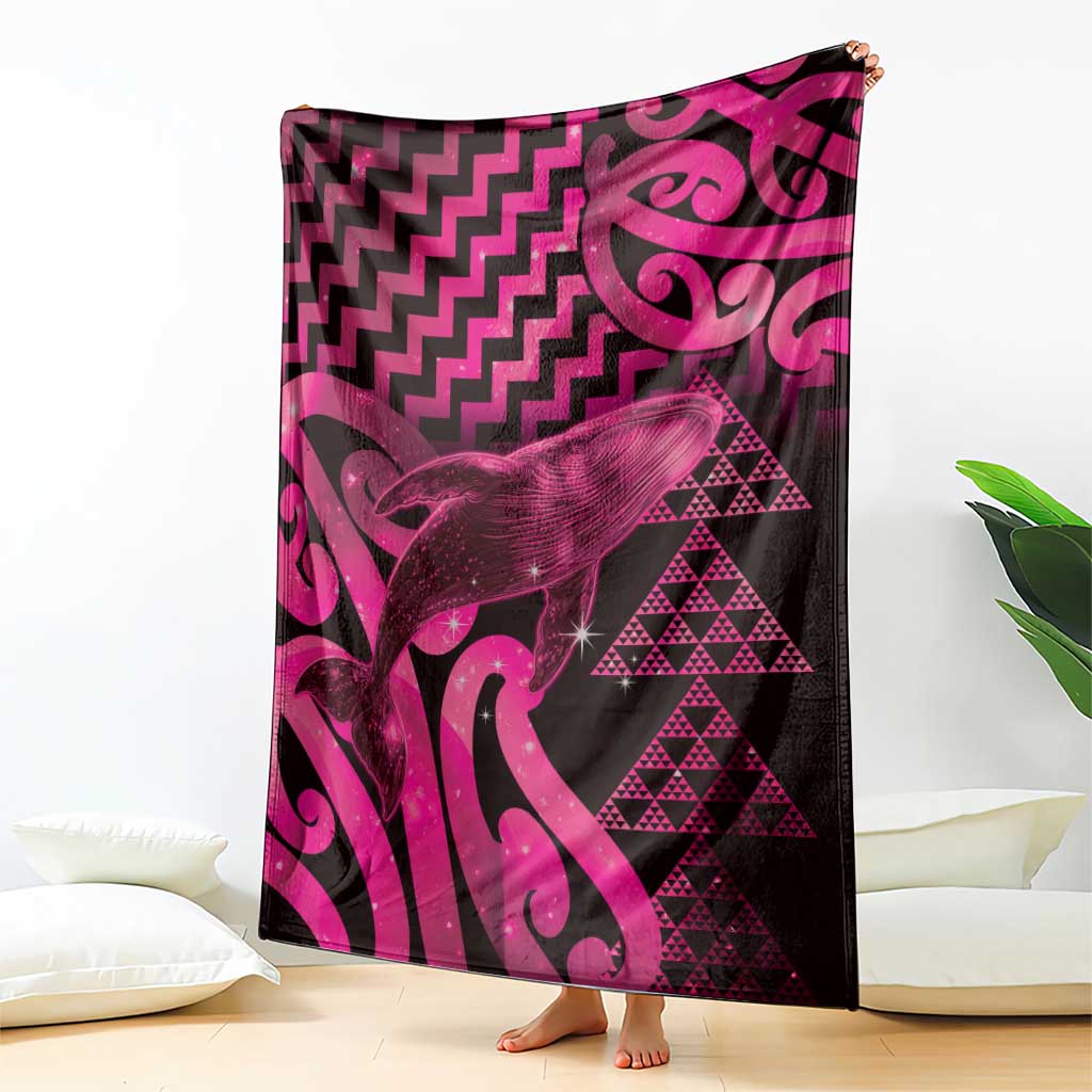 Humpback Whale Matariki New Zealand Blanket NZ Maori Paikea Poutama Luxury Pink LT14 - Polynesian Pride