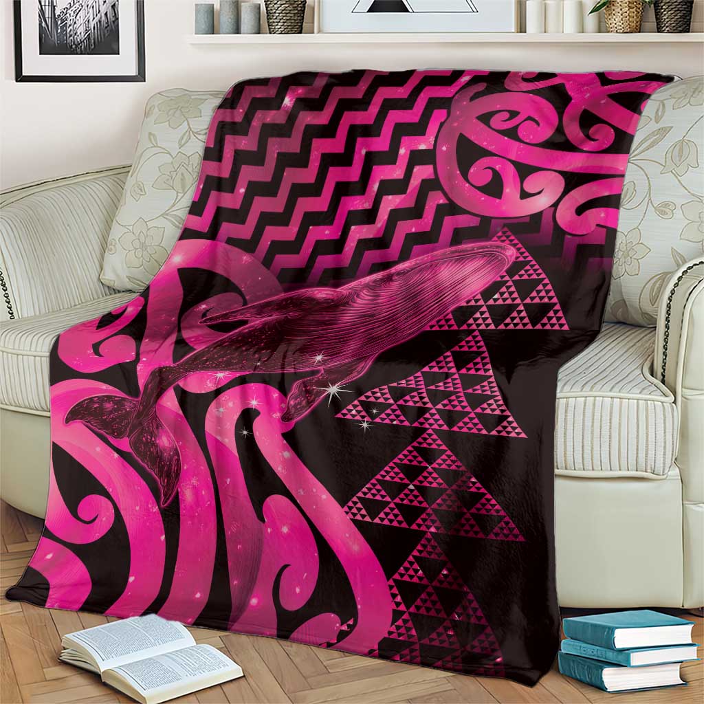 Humpback Whale Matariki New Zealand Blanket NZ Maori Paikea Poutama Luxury Pink LT14 - Polynesian Pride