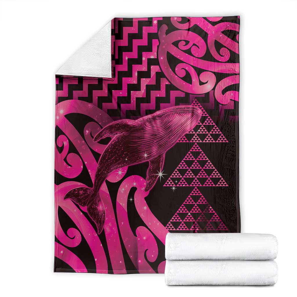 Humpback Whale Matariki New Zealand Blanket NZ Maori Paikea Poutama Luxury Pink LT14 - Polynesian Pride
