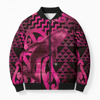 Humpback Whale Matariki New Zealand Bomber Puffer Jacket NZ Maori Paikea Poutama Luxury Pink LT14 Unisex Pink - Polynesian Pride