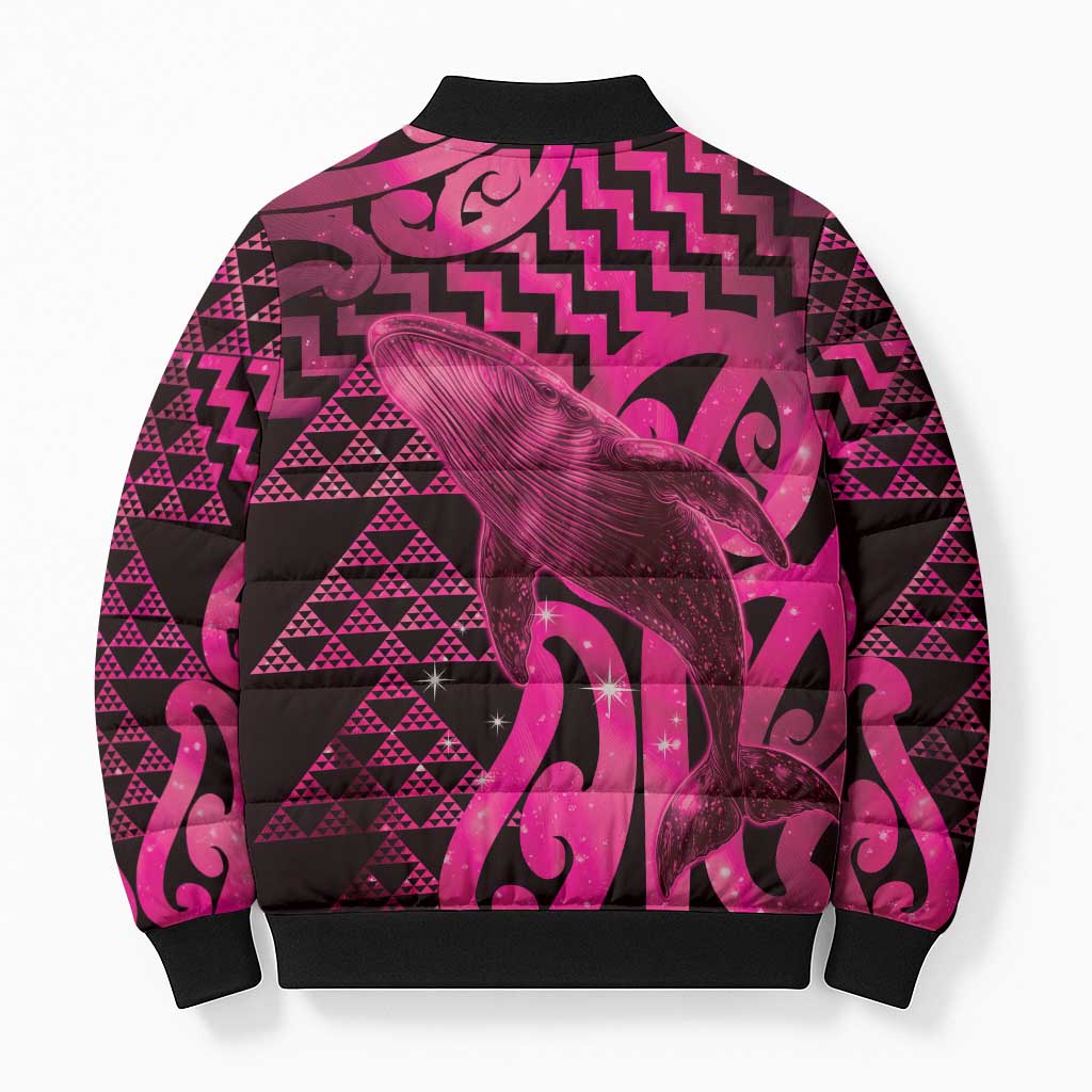 Humpback Whale Matariki New Zealand Bomber Puffer Jacket NZ Maori Paikea Poutama Luxury Pink LT14 - Polynesian Pride