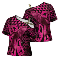 Humpback Whale Matariki New Zealand Cross Shoulder Shirt NZ Maori Paikea Poutama Luxury Pink LT14 - Polynesian Pride