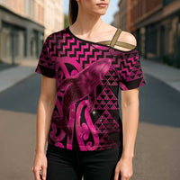 Humpback Whale Matariki New Zealand Cross Shoulder Shirt NZ Maori Paikea Poutama Luxury Pink LT14 - Polynesian Pride
