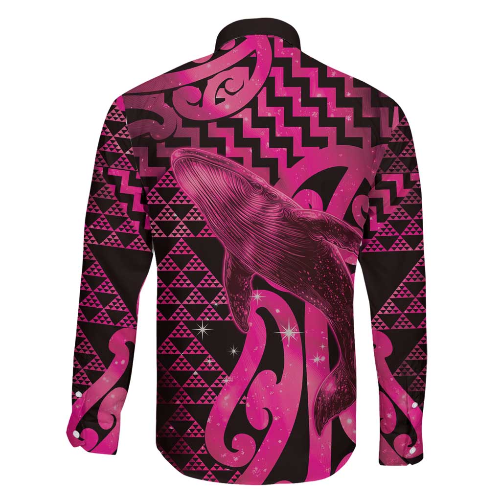 Humpback Whale Matariki New Zealand Family Matching Long Sleeve Bodycon Dress and Hawaiian Shirt NZ Maori Paikea Poutama Luxury Pink LT14 - Polynesian Pride
