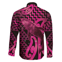 Humpback Whale Matariki New Zealand Family Matching Off Shoulder Maxi Dress and Hawaiian Shirt NZ Maori Paikea Poutama Luxury Pink LT14 - Polynesian Pride