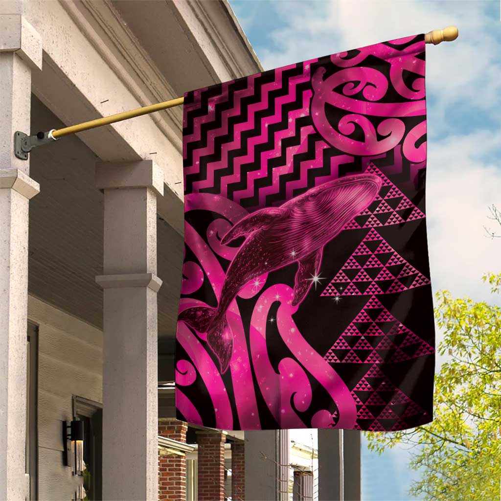 Humpback Whale Matariki New Zealand Garden Flag NZ Maori Paikea Poutama Luxury Pink LT14 House Flag Pink - Polynesian Pride