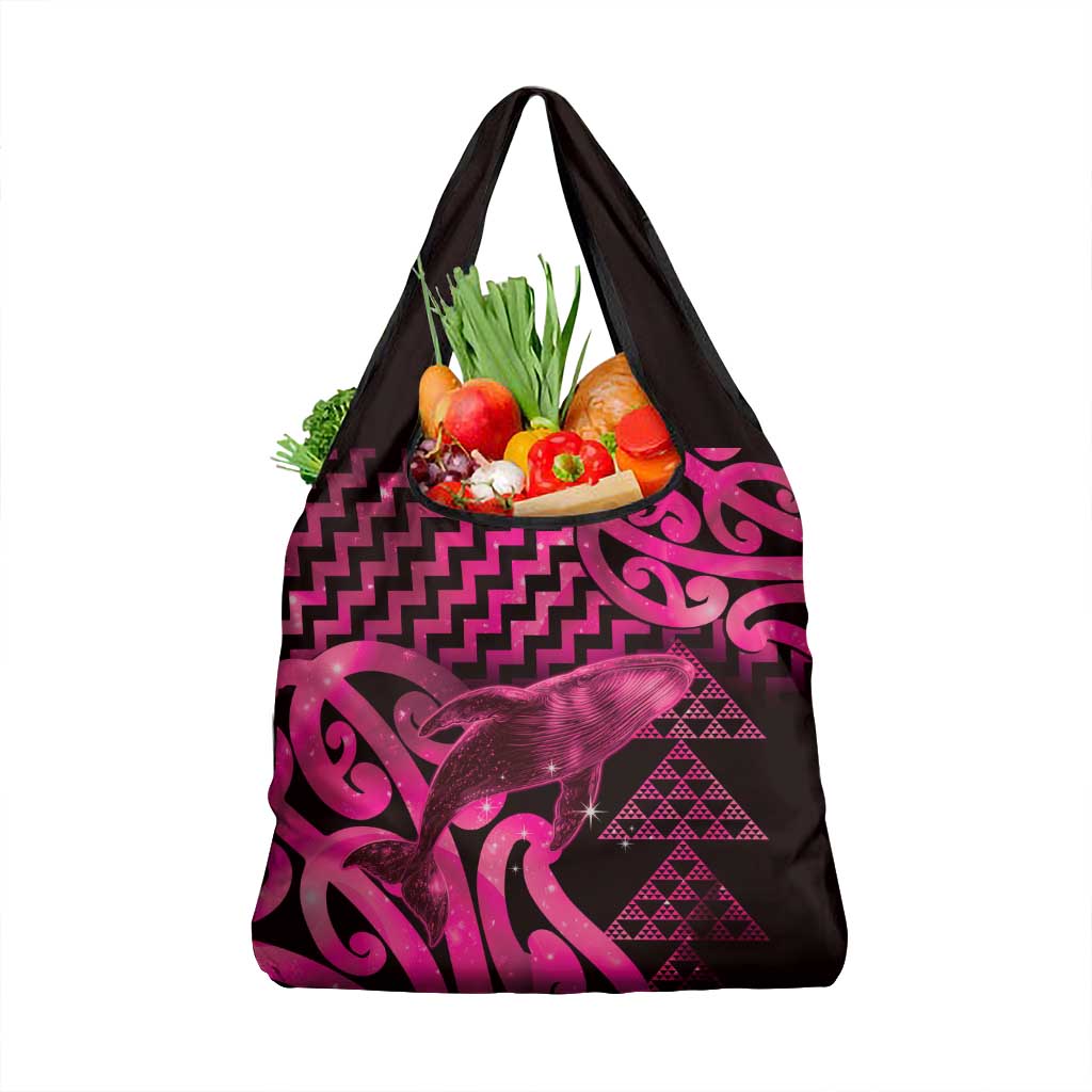 Humpback Whale Matariki New Zealand Grocery Bag NZ Maori Paikea Poutama Luxury Pink LT14 1-pack One Size Pink - Polynesian Pride