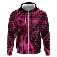 Humpback Whale Matariki New Zealand Hoodie NZ Maori Paikea Poutama Luxury Pink LT14 Zip Hoodie Pink - Polynesian Pride