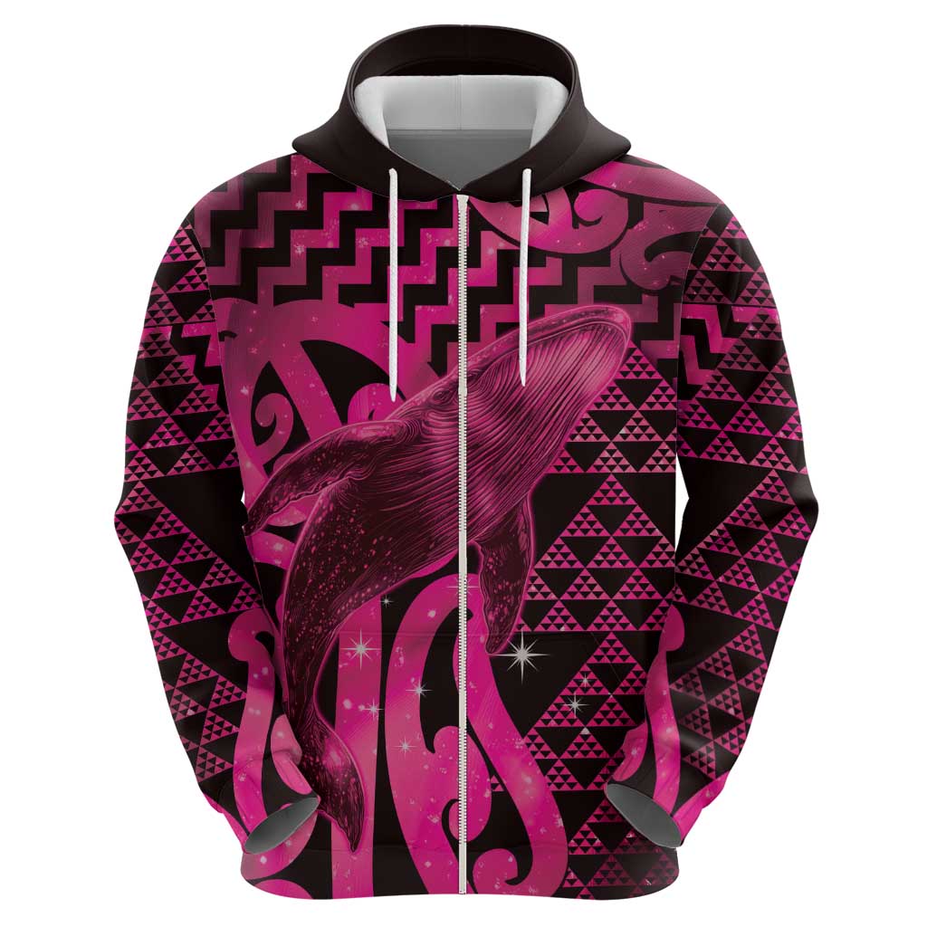 Humpback Whale Matariki New Zealand Hoodie NZ Maori Paikea Poutama Luxury Pink LT14 - Polynesian Pride