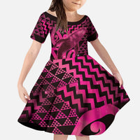Humpback Whale Matariki New Zealand Kid Short Sleeve Dress NZ Maori Paikea Poutama Luxury Pink