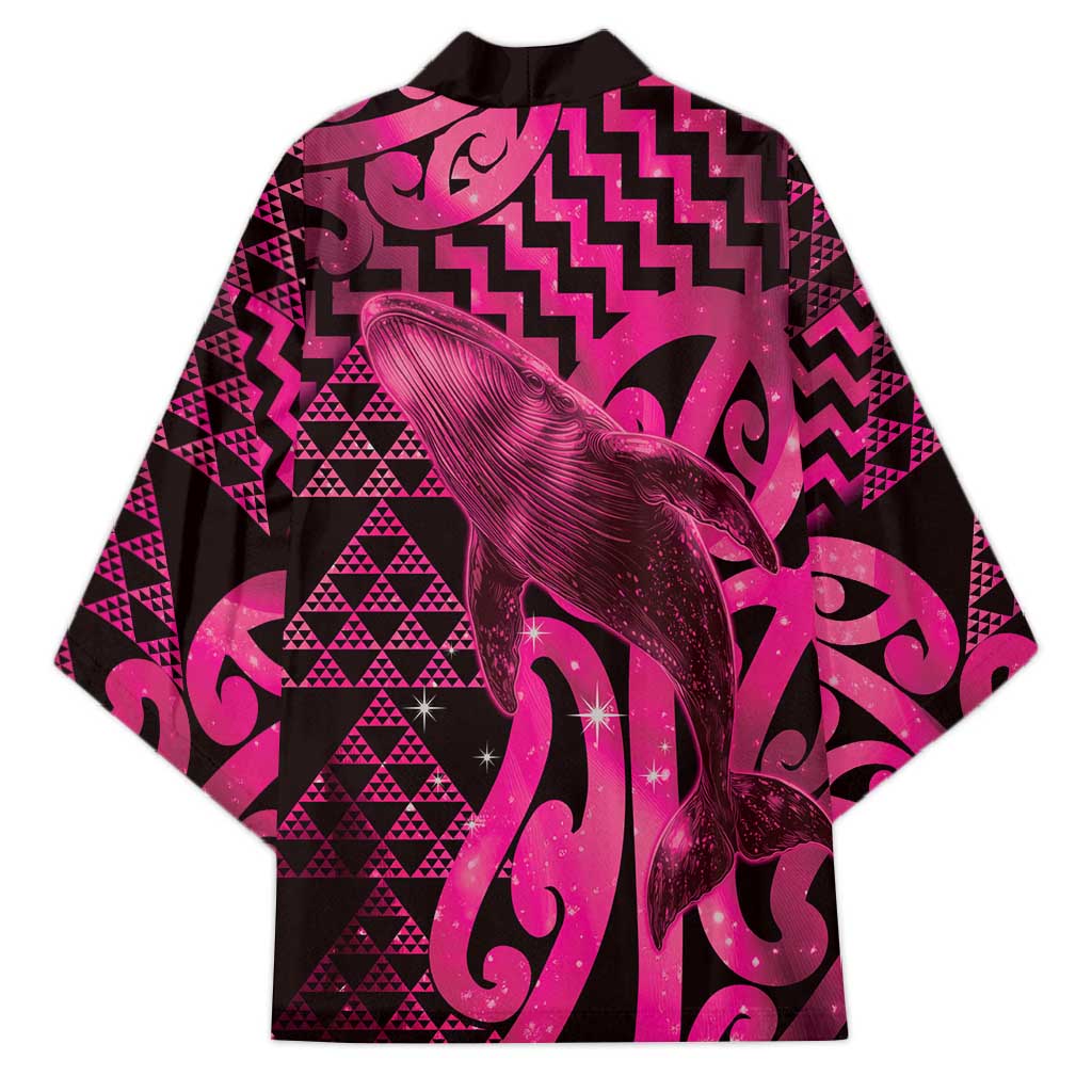 Humpback Whale Matariki New Zealand Kimono NZ Maori Paikea Poutama Luxury Pink LT14 - Polynesian Pride