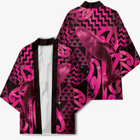 Humpback Whale Matariki New Zealand Kimono NZ Maori Paikea Poutama Luxury Pink LT14 - Polynesian Pride