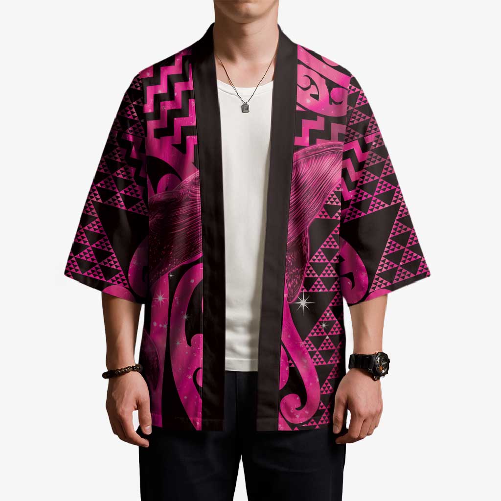 Humpback Whale Matariki New Zealand Kimono NZ Maori Paikea Poutama Luxury Pink LT14 - Polynesian Pride