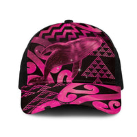 Humpback Whale Matariki New Zealand Mesh Trucker Cap NZ Maori Paikea Poutama Luxury Pink LT14 One Size Black Pink - Polynesian Pride