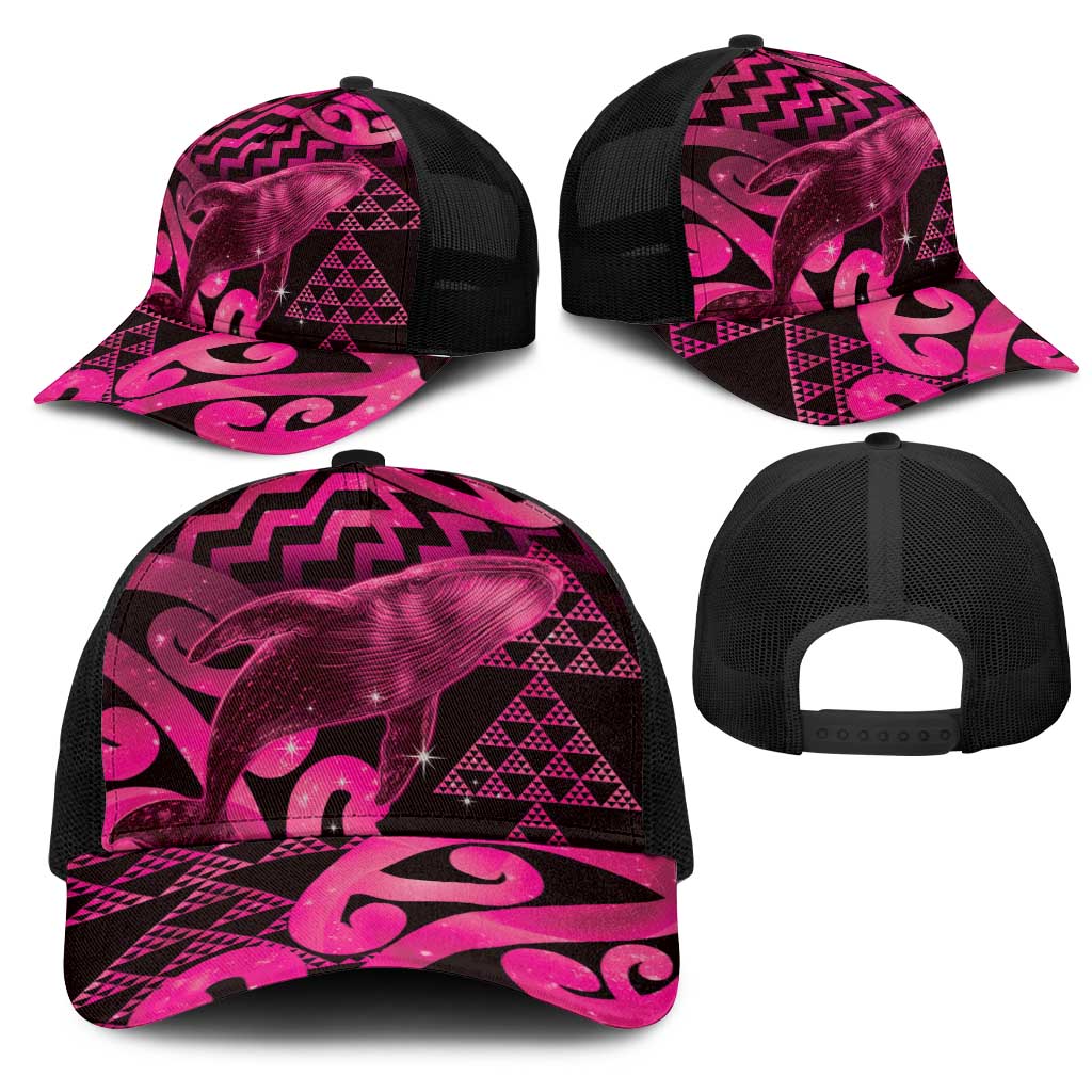 Humpback Whale Matariki New Zealand Mesh Trucker Cap NZ Maori Paikea Poutama Luxury Pink LT14 - Polynesian Pride