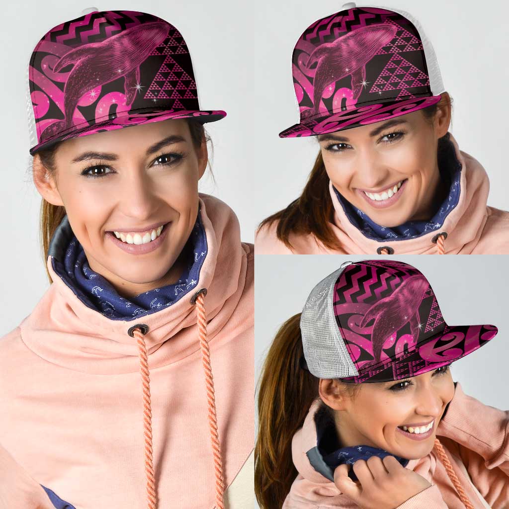 Humpback Whale Matariki New Zealand Mesh Trucker Cap NZ Maori Paikea Poutama Luxury Pink LT14 - Polynesian Pride