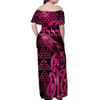 Humpback Whale Matariki New Zealand Off Shoulder Maxi Dress NZ Maori Paikea Poutama Luxury Pink LT14 - Polynesian Pride