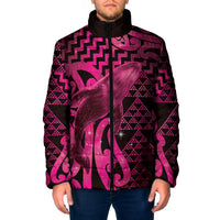 Humpback Whale Matariki New Zealand Padded Jacket NZ Maori Paikea Poutama Luxury Pink LT14 Men Pink - Polynesian Pride