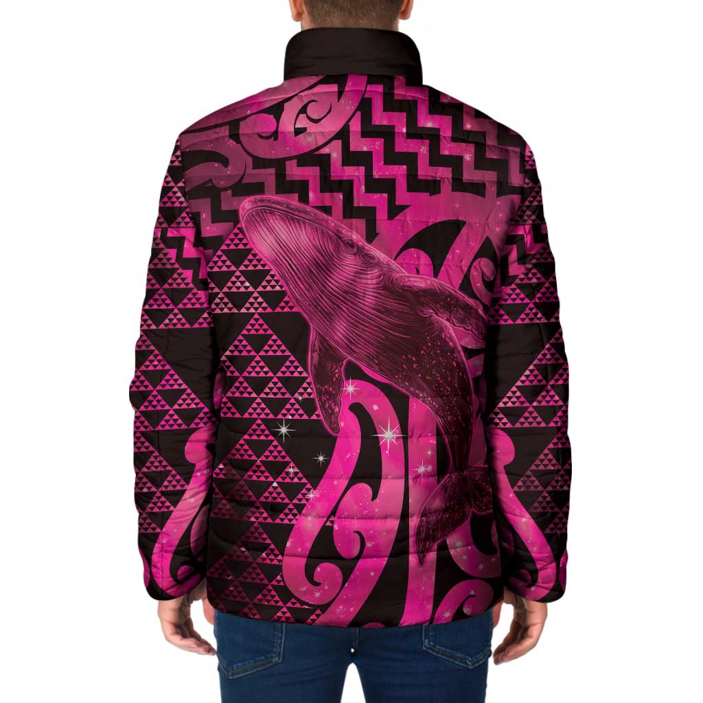 Humpback Whale Matariki New Zealand Padded Jacket NZ Maori Paikea Poutama Luxury Pink LT14 - Polynesian Pride