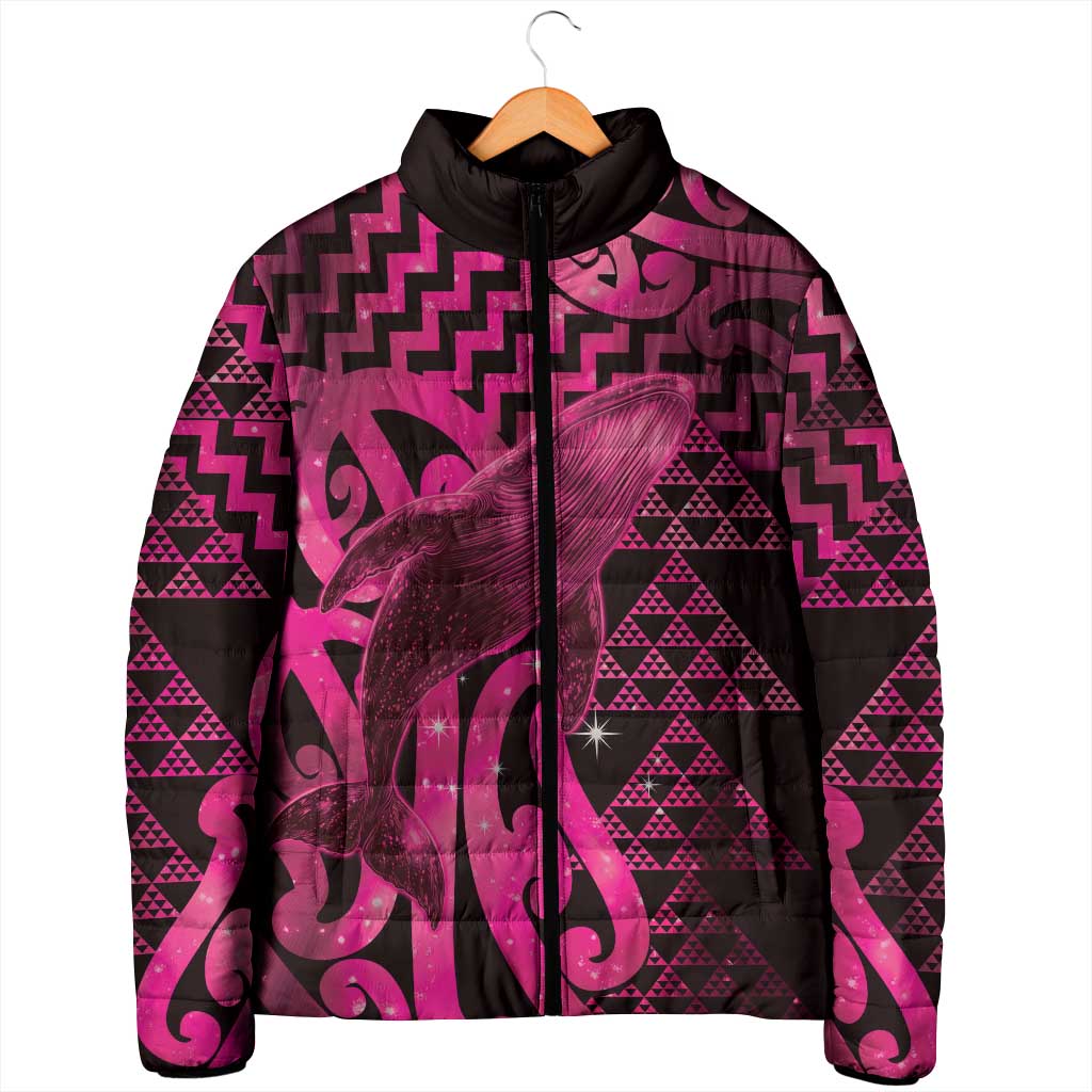 Humpback Whale Matariki New Zealand Padded Jacket NZ Maori Paikea Poutama Luxury Pink LT14 - Polynesian Pride