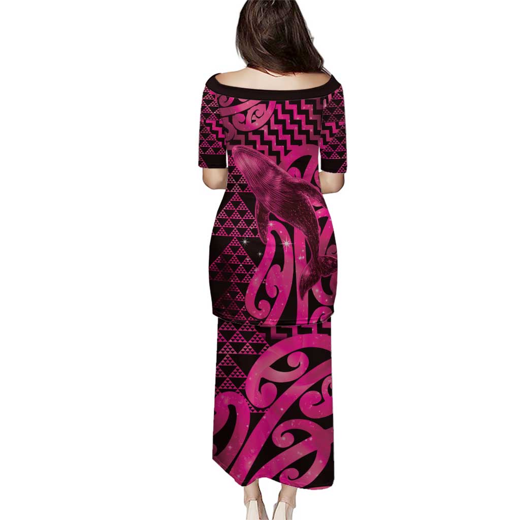 Humpback Whale Matariki New Zealand Puletasi NZ Maori Paikea Poutama Luxury Pink LT14 - Polynesian Pride