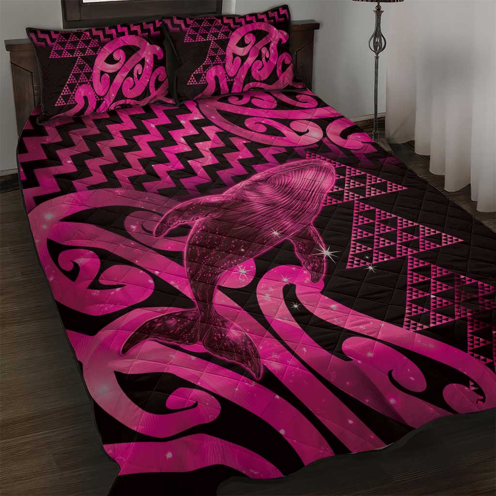 Humpback Whale Matariki New Zealand Quilt Bed Set NZ Maori Paikea Poutama Luxury Pink LT14 Pink - Polynesian Pride