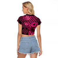 Humpback Whale Matariki New Zealand Raglan Cropped T Shirt NZ Maori Paikea Poutama Luxury Pink LT14 - Polynesian Pride