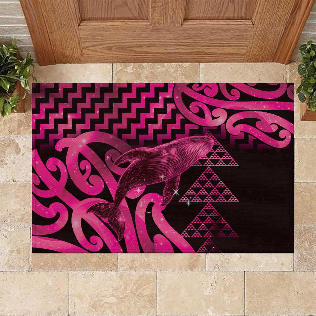 Humpback Whale Matariki New Zealand Rubber Doormat NZ Maori Paikea Poutama Luxury Pink