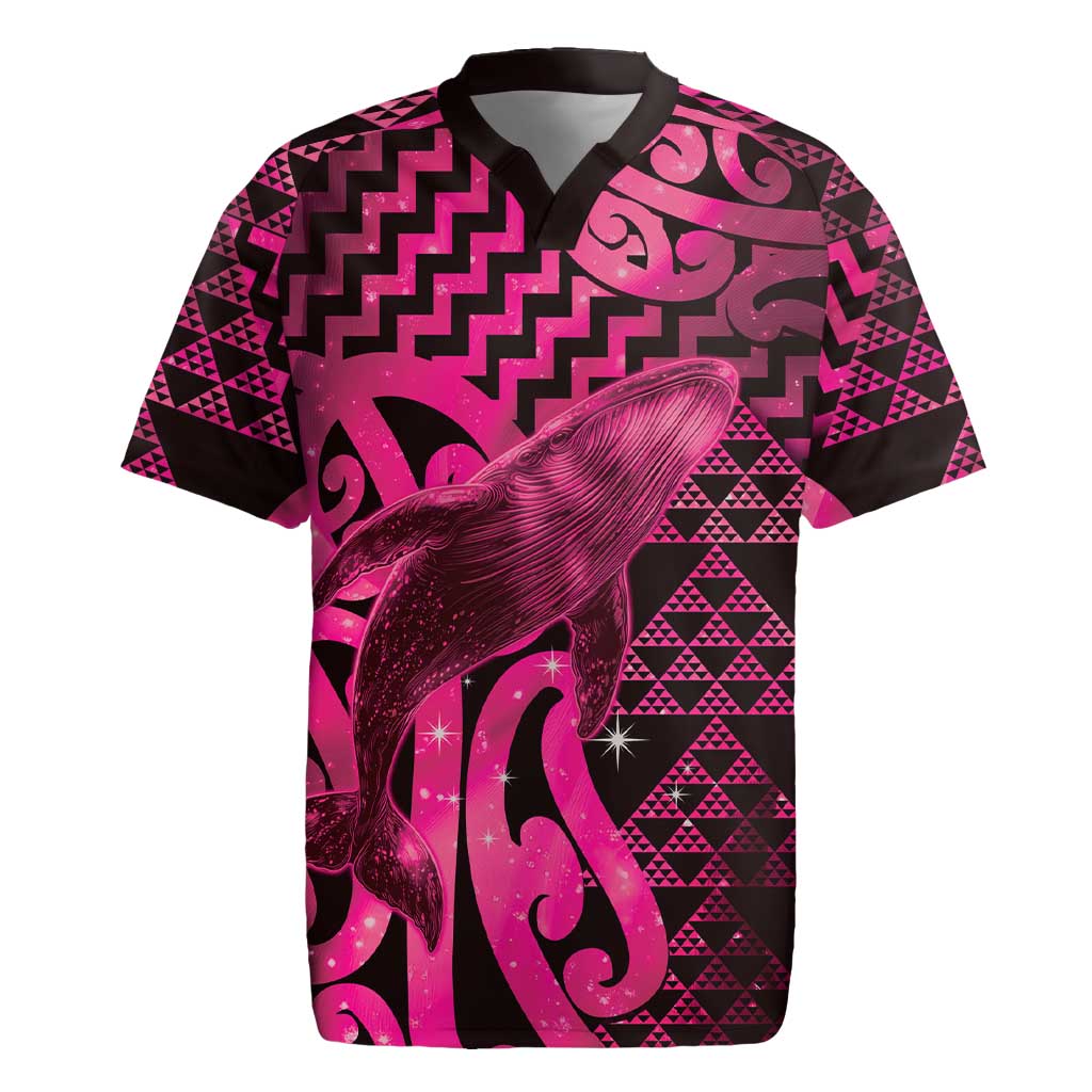 Humpback Whale Matariki New Zealand Rugby Jersey NZ Maori Paikea Poutama Luxury Pink LT14 Pink - Polynesian Pride