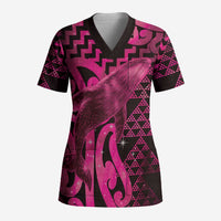 Humpback Whale Matariki New Zealand Scrub Top NZ Maori Paikea Poutama Luxury Pink LT14 Adult Pink - Polynesian Pride