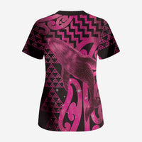 Humpback Whale Matariki New Zealand Scrub Top NZ Maori Paikea Poutama Luxury Pink LT14 - Polynesian Pride