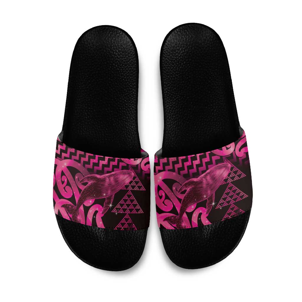 Humpback Whale Matariki New Zealand Slide Sandals NZ Maori Paikea Poutama Luxury Pink LT14 Pink - Polynesian Pride