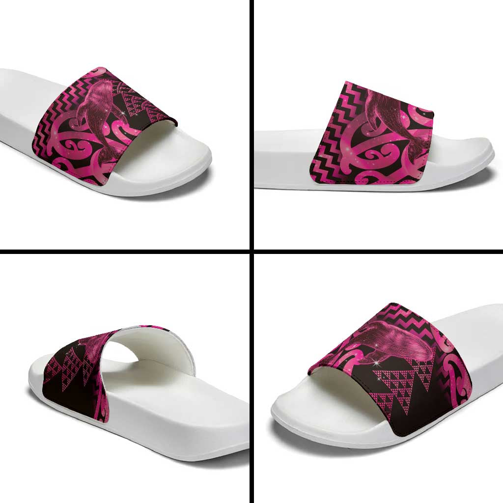 Humpback Whale Matariki New Zealand Slide Sandals NZ Maori Paikea Poutama Luxury Pink LT14 - Polynesian Pride