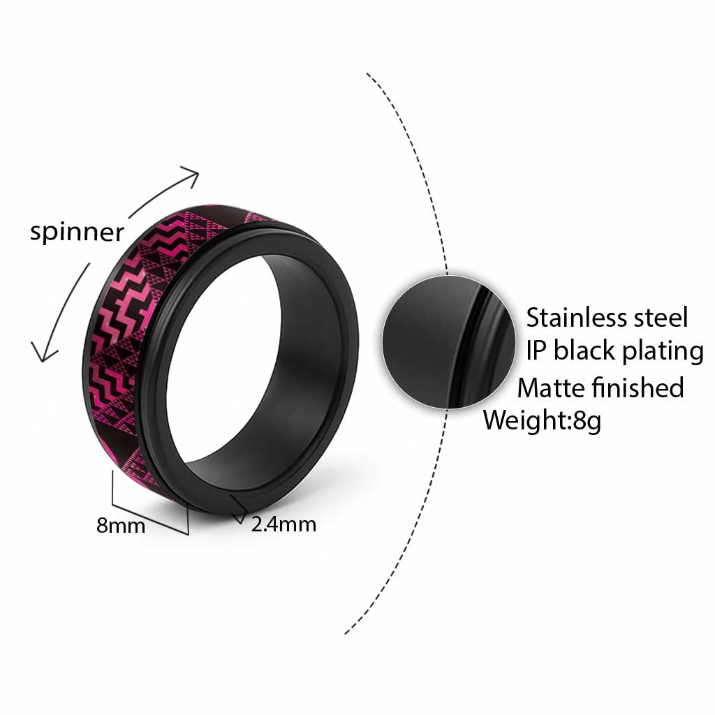 Humpback Whale Matariki New Zealand Spinner Ring NZ Maori Paikea Poutama Luxury Pink