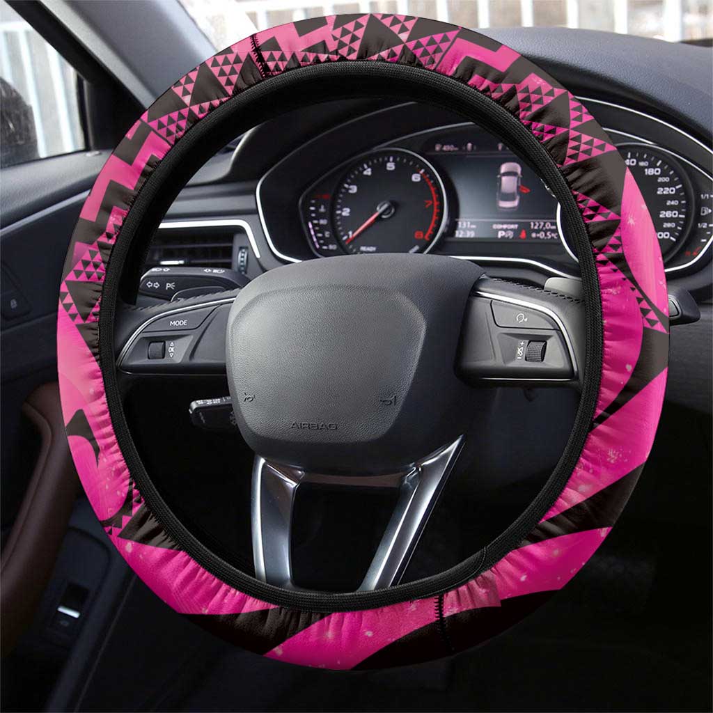 Humpback Whale Matariki New Zealand Steering Wheel Cover NZ Maori Paikea Poutama Luxury Pink LT14 - Polynesian Pride