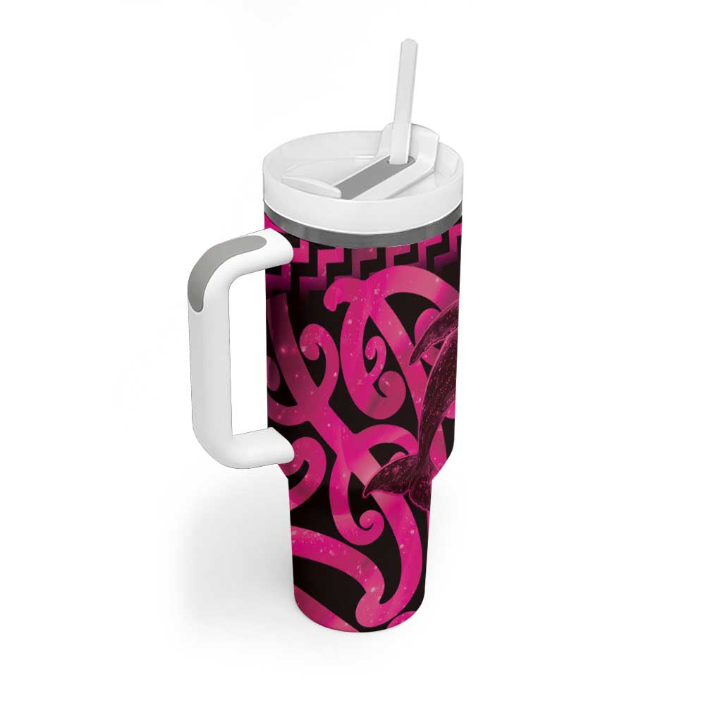 Humpback Whale Matariki New Zealand Tumbler With Handle NZ Maori Paikea Poutama Luxury Pink LT14 - Polynesian Pride
