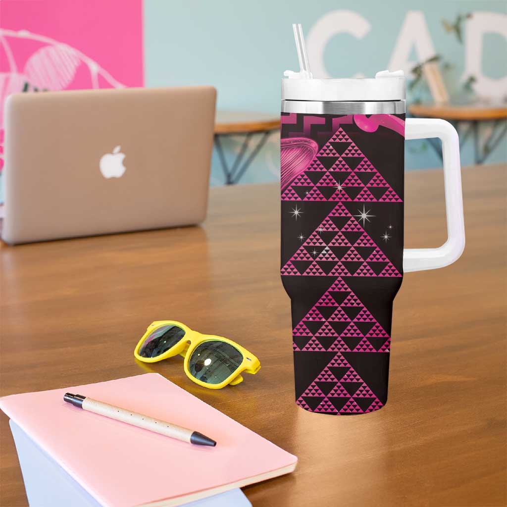 Humpback Whale Matariki New Zealand Tumbler With Handle NZ Maori Paikea Poutama Luxury Pink LT14 - Polynesian Pride