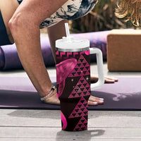 Humpback Whale Matariki New Zealand Tumbler With Handle NZ Maori Paikea Poutama Luxury Pink LT14 - Polynesian Pride