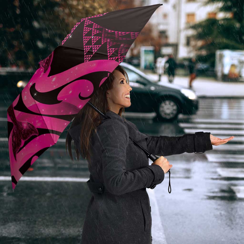 Humpback Whale Matariki New Zealand Umbrella NZ Maori Paikea Poutama Luxury Pink LT14 - Polynesian Pride