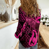 Humpback Whale Matariki New Zealand Women Casual Shirt NZ Maori Paikea Poutama Luxury Pink LT14 - Polynesian Pride